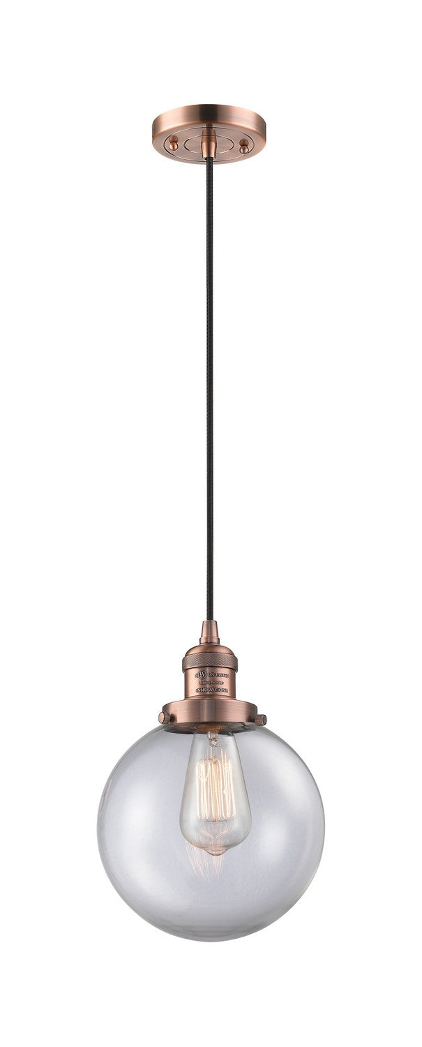 Innovations 201C-AC-G202-8-LED LED Mini Pendant, Antique Copper