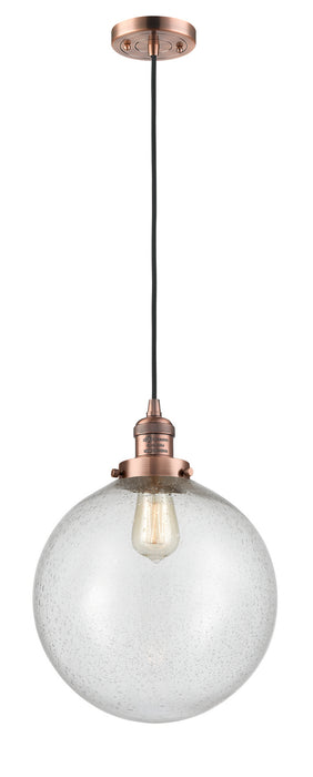 Innovations 201C-AC-G204-12 One Light Mini Pendant, Antique Copper