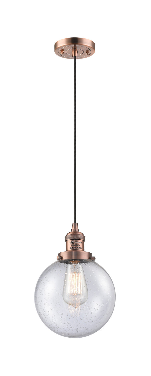 Innovations 201C-AC-G204-8 One Light Mini Pendant, Antique Copper