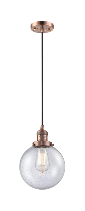 Innovations 201C-AC-G204-8 One Light Mini Pendant, Antique Copper