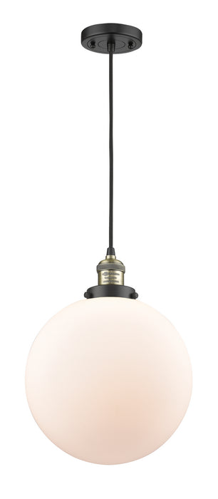 Innovations 201C-BAB-G201-12 One Light Mini Pendant, Black Antique Brass