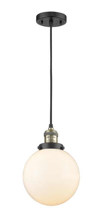Innovations 201C-BAB-G201-8 One Light Mini Pendant, Black Antique Brass
