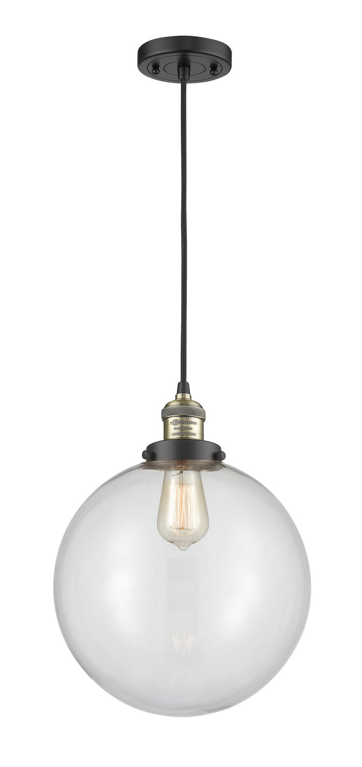 Innovations 201C-BAB-G202-12 One Light Mini Pendant, Black Antique Brass