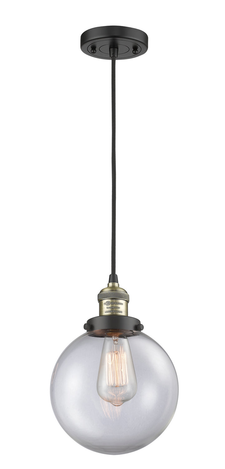 Innovations 201C-BAB-G202-8 One Light Mini Pendant, Black Antique Brass