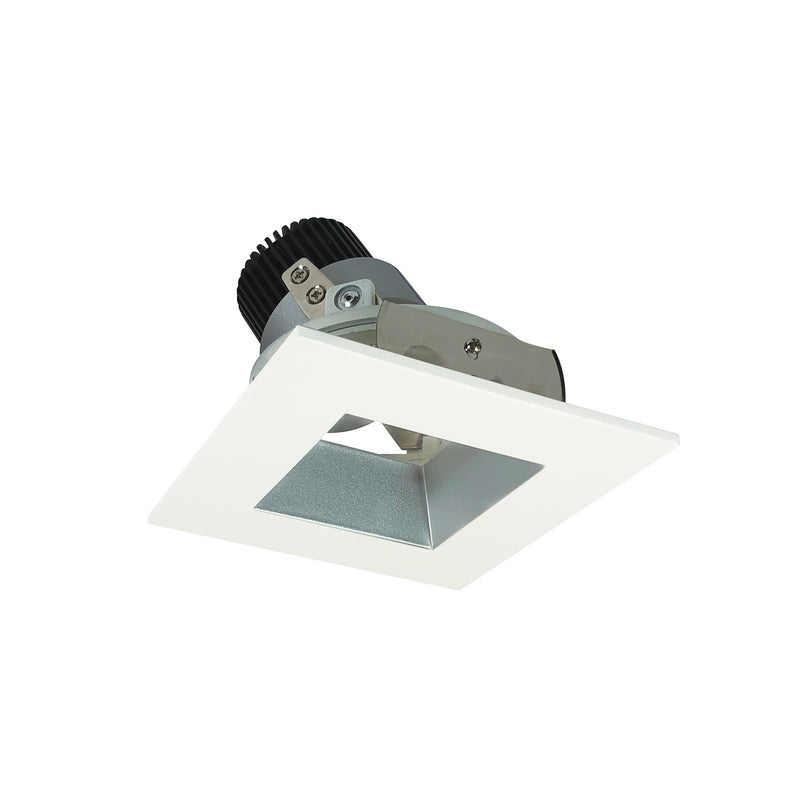 Nora Lighting NIO-4SDSQCDXHZMPW Adjustable Trim, Haze Reflector / Matte Powder White Flange