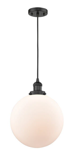 Innovations 201C-BK-G201-12 One Light Mini Pendant, Matte Black