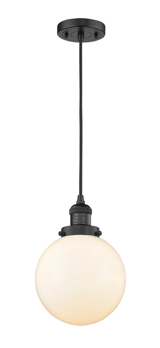 Innovations 201C-BK-G201-8 One Light Mini Pendant, Matte Black