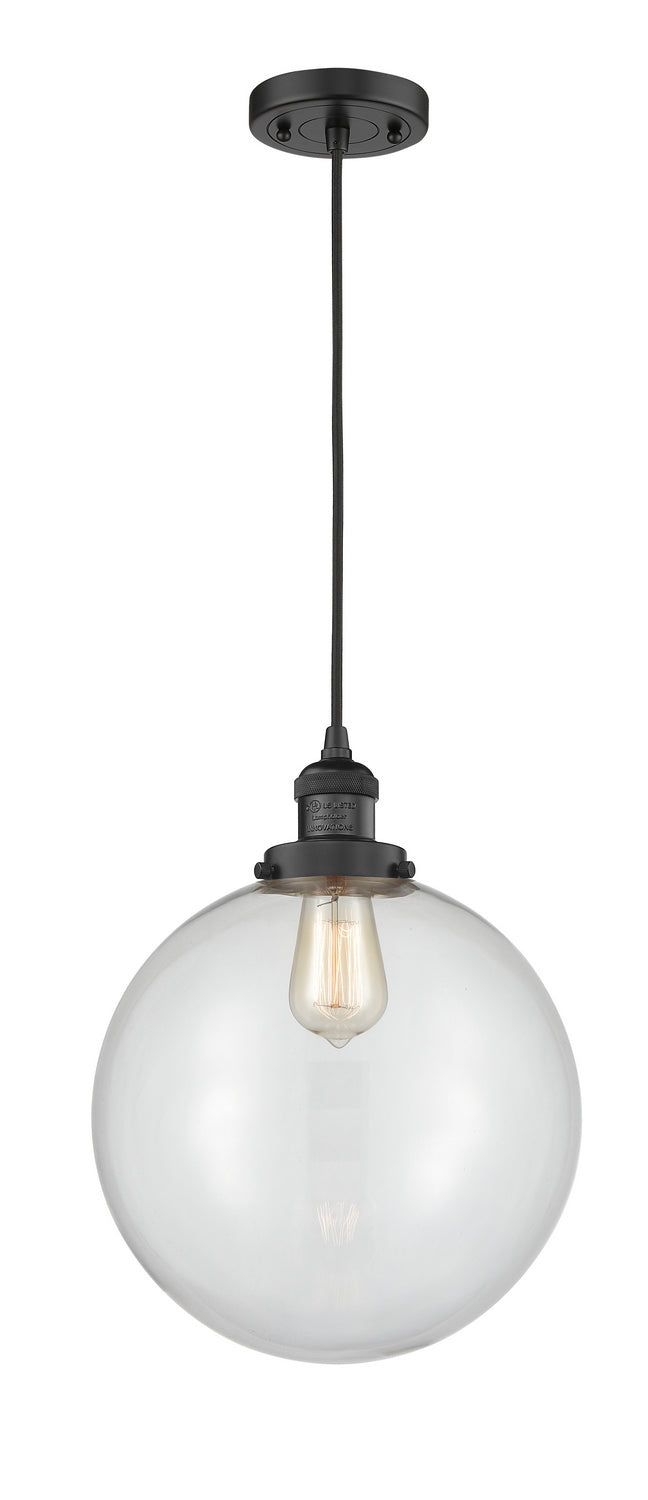 Innovations 201C-BK-G202-12 One Light Mini Pendant, Matte Black