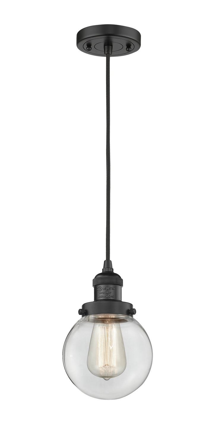 Innovations 201C-BK-G202-6 One Light Mini Pendant, Matte Black