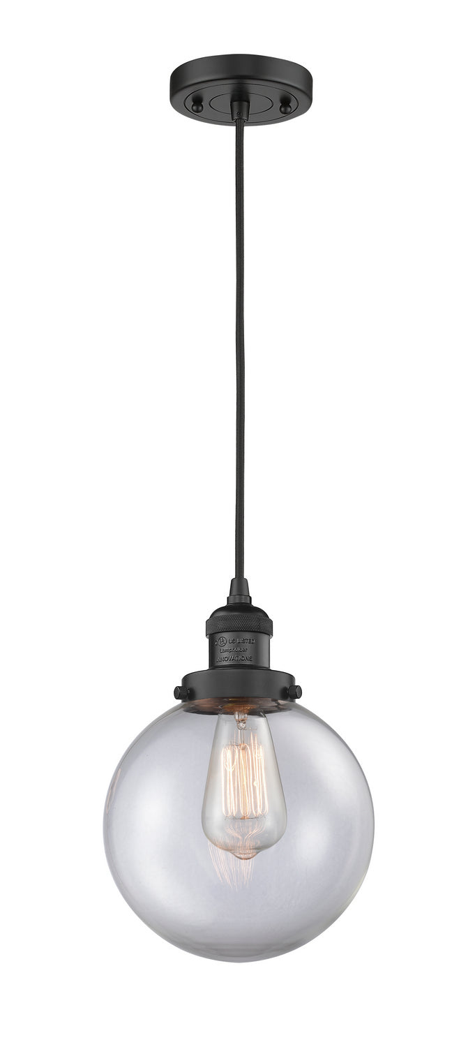 Innovations 201C-BK-G202-8 One Light Mini Pendant, Matte Black