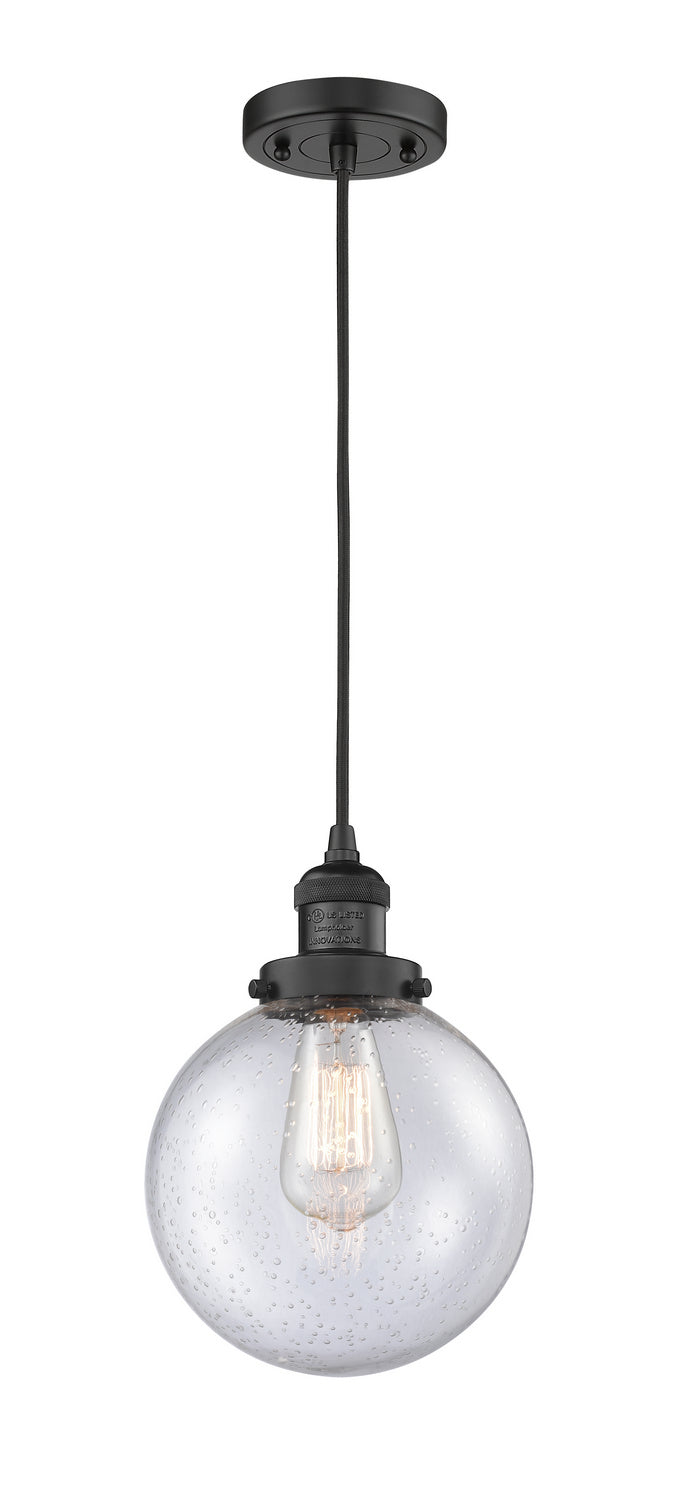 Innovations 201C-BK-G204-8 One Light Mini Pendant, Matte Black