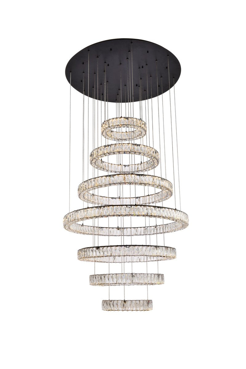 Elegant Lighting 3503G7LBK LED Chandelier, Black
