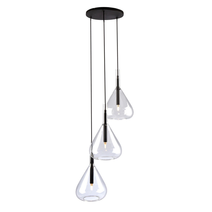 Artcraft AC11163BK Three Light Pendant, Black