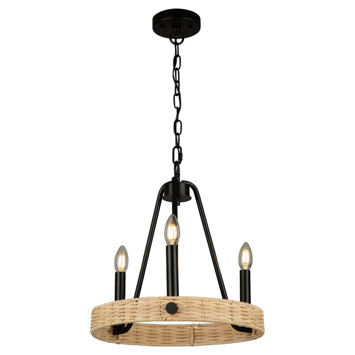 Artcraft AC11713BK Three Light Chandelier, Black