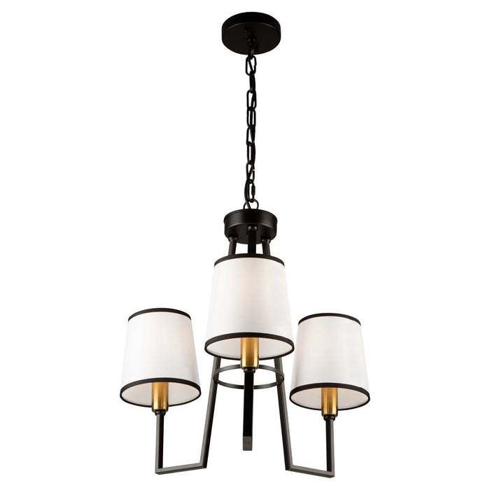 Artcraft SC13343BK Three Light Chandelier, Gold, Black