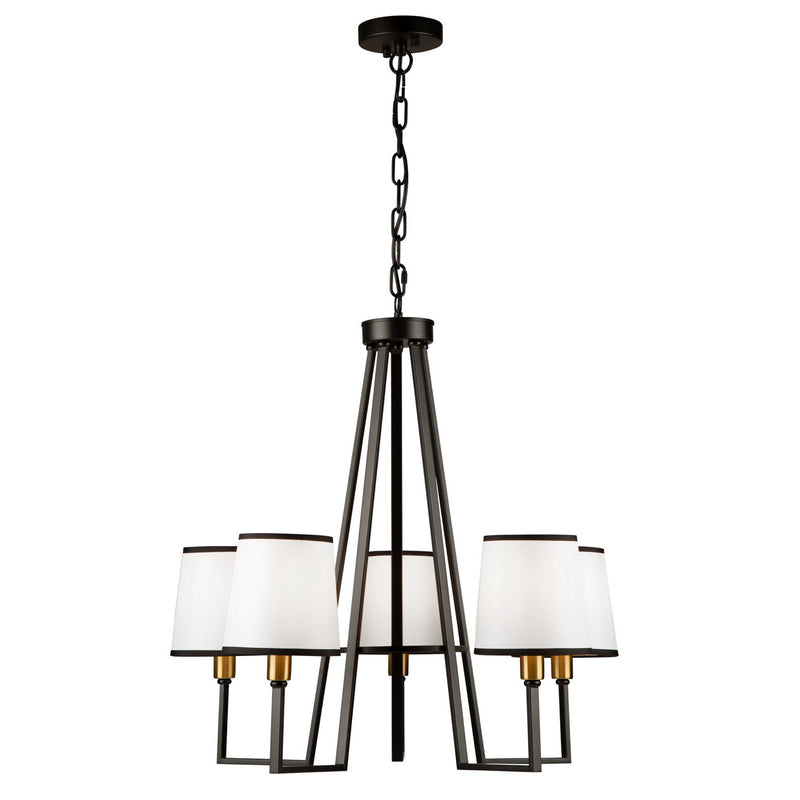 Artcraft SC13345BK Five Light Chandelier, Gold, Black