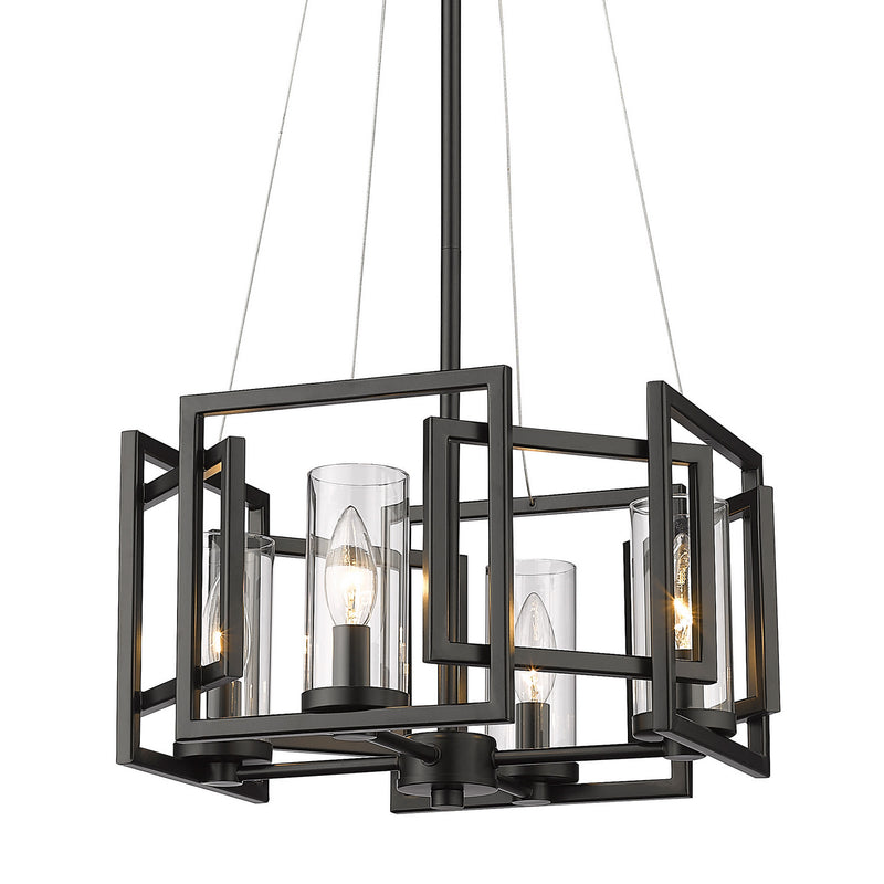 Golden 6068-4P BLK Four Light Pendant, Matte Black