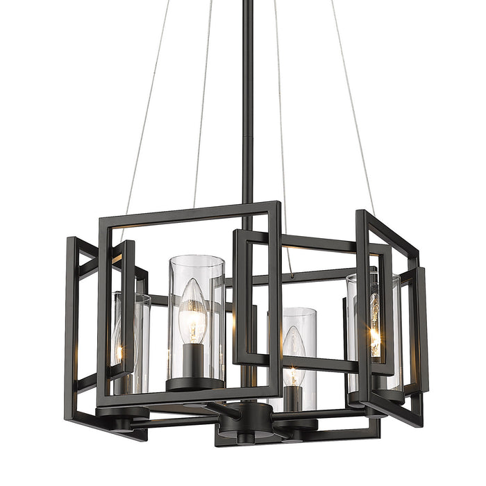 Golden 6068-4P BLK Four Light Pendant, Matte Black