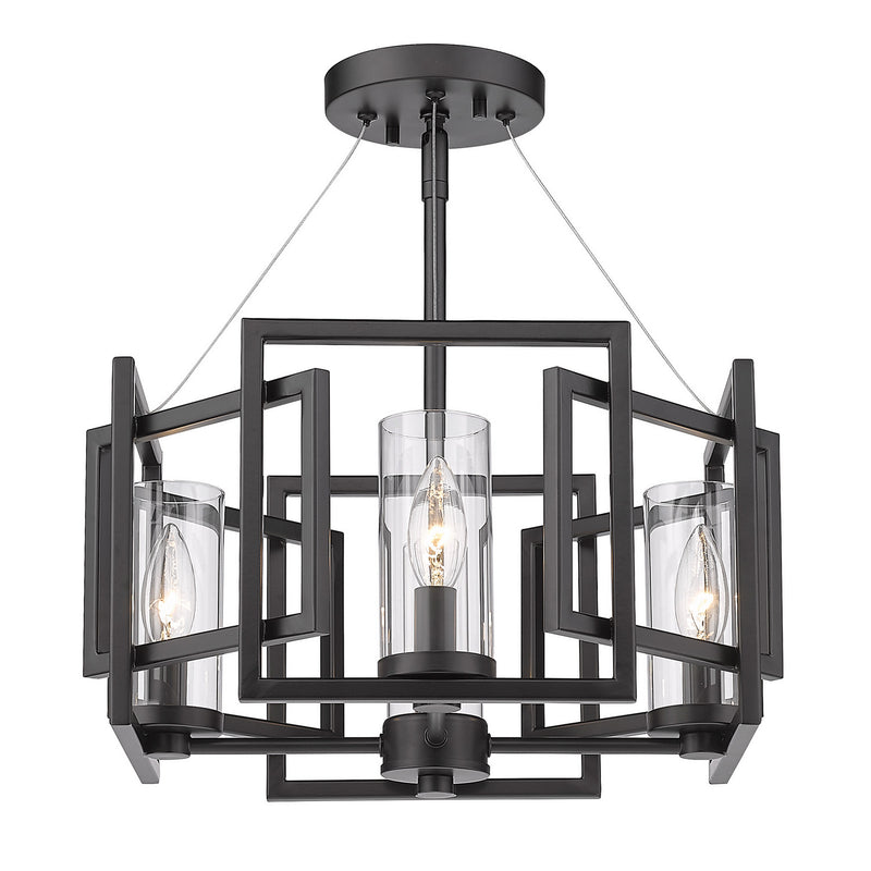 Golden 6068-4P BLK Four Light Pendant, Matte Black