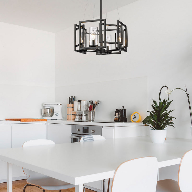 Golden 6068-4P BLK Four Light Pendant, Matte Black