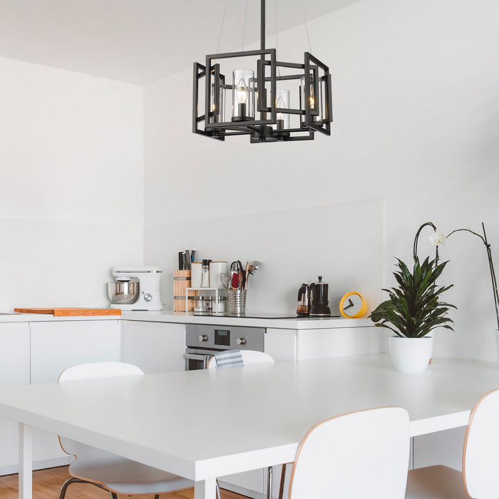 Golden 6068-4P BLK Four Light Pendant, Matte Black