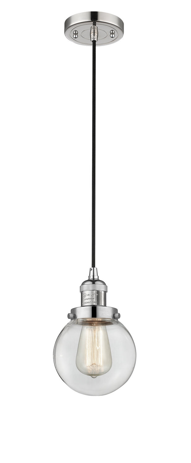 Innovations 201C-PN-G202-6 One Light Mini Pendant, Polished Nickel