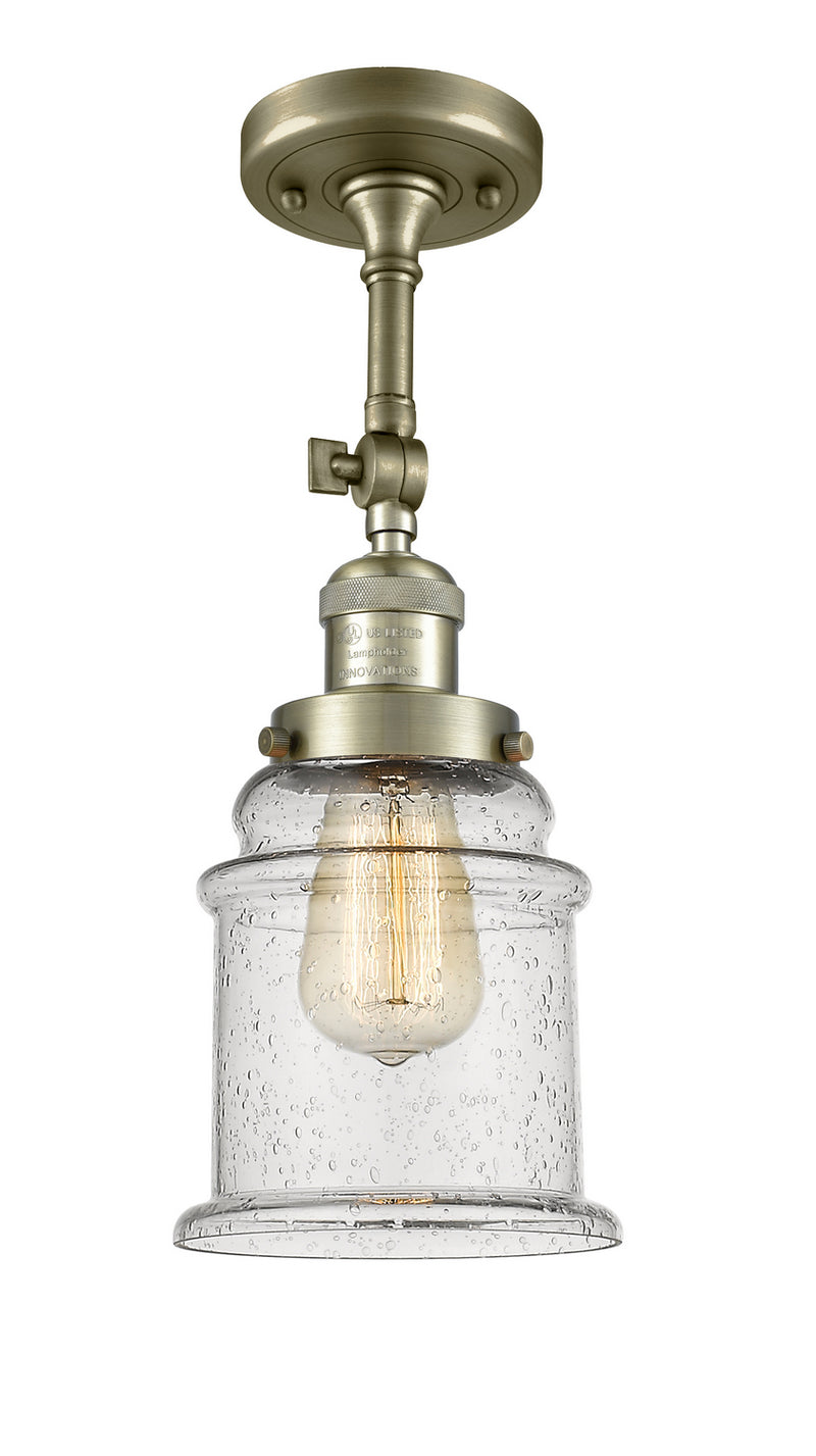 Innovations 201F-AB-G184 One Light Semi-Flush Mount, Antique Brass
