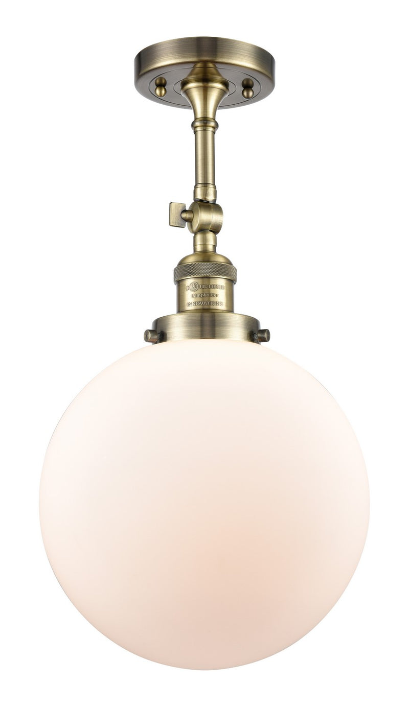 Innovations 201F-AB-G201-10-LED LED Semi-Flush Mount, Antique Brass