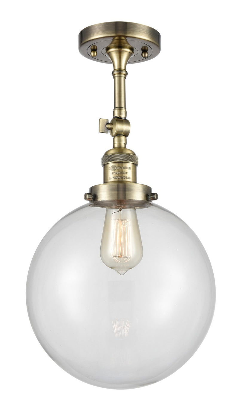Innovations 201F-AB-G202-10-LED LED Semi-Flush Mount, Antique Brass