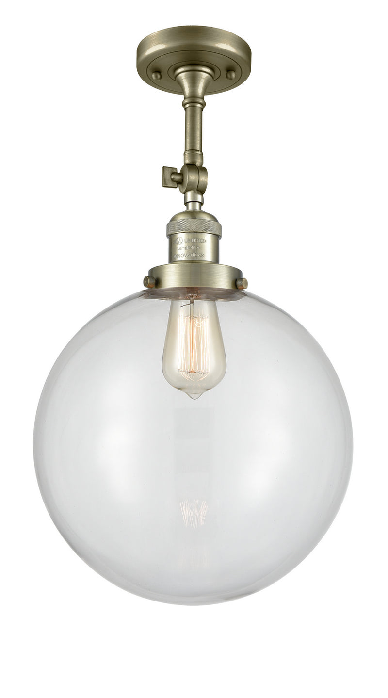 Innovations 201F-AB-G202-12 One Light Semi-Flush Mount, Antique Brass