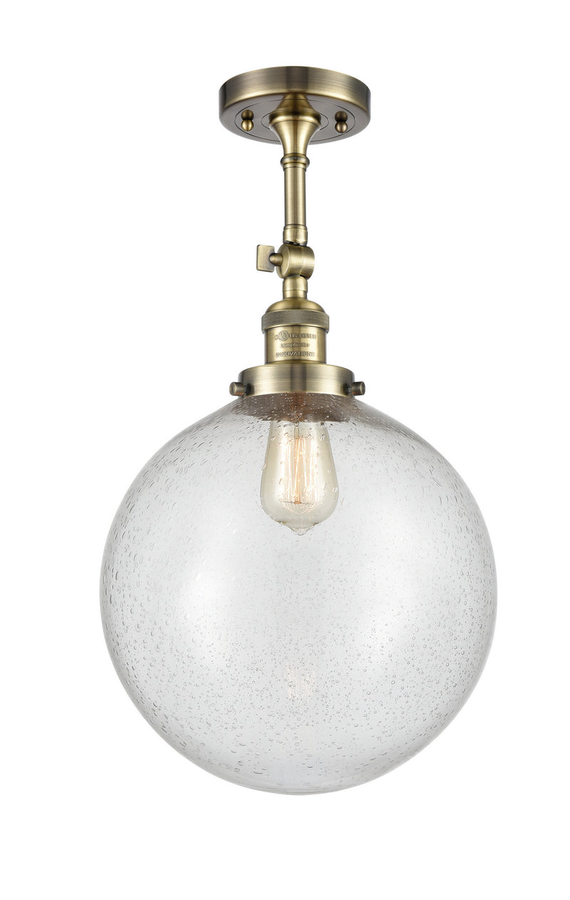 Innovations 201F-AB-G204-12 One Light Semi-Flush Mount, Antique Brass