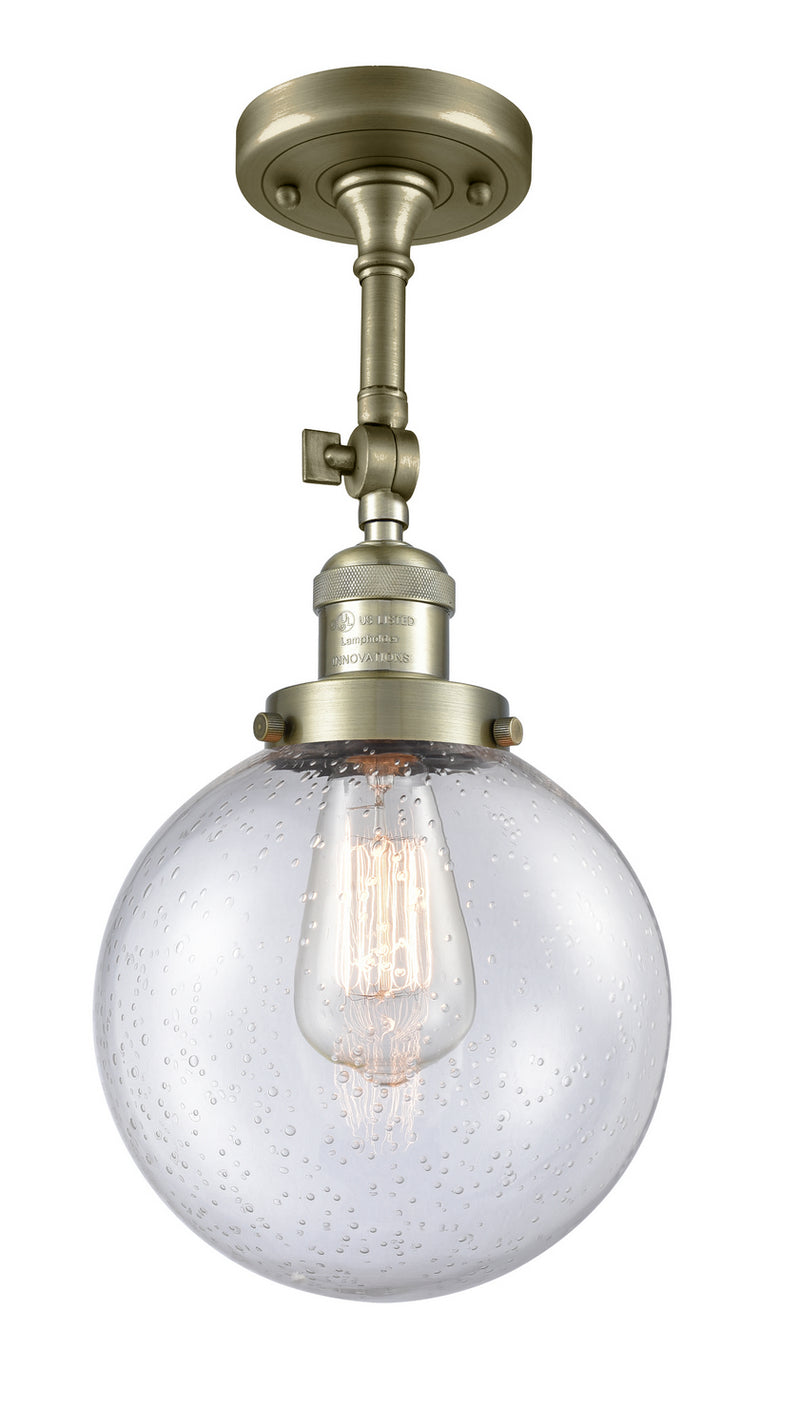 Innovations 201F-AB-G204-8 One Light Semi-Flush Mount, Antique Brass