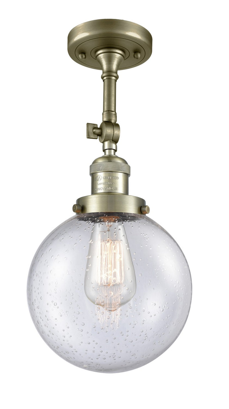 Innovations 201F-AB-G204-8-LED LED Semi-Flush Mount, Antique Brass