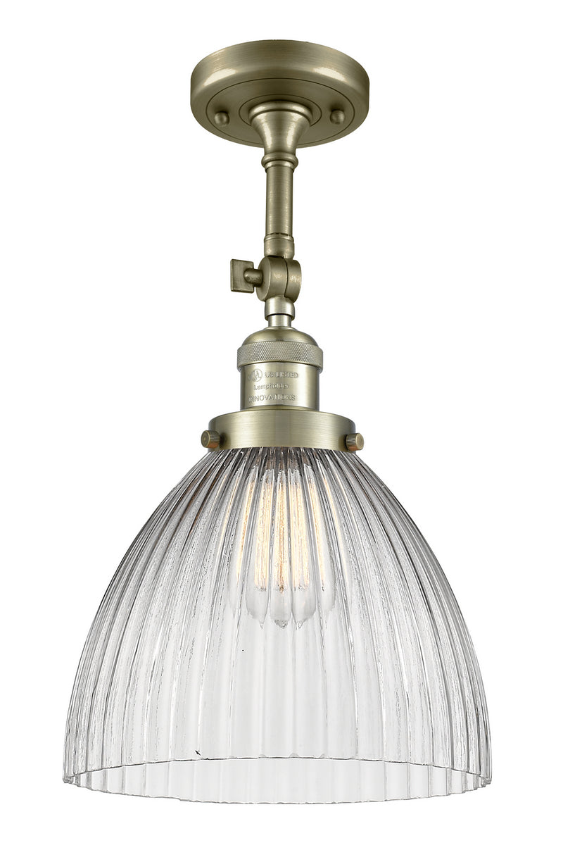 Innovations 201F-AB-G222 One Light Semi-Flush Mount, Antique Brass