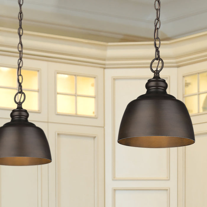 Golden 0316-M1L RBZ One Light Mini Pendant, Rubbed Bronze