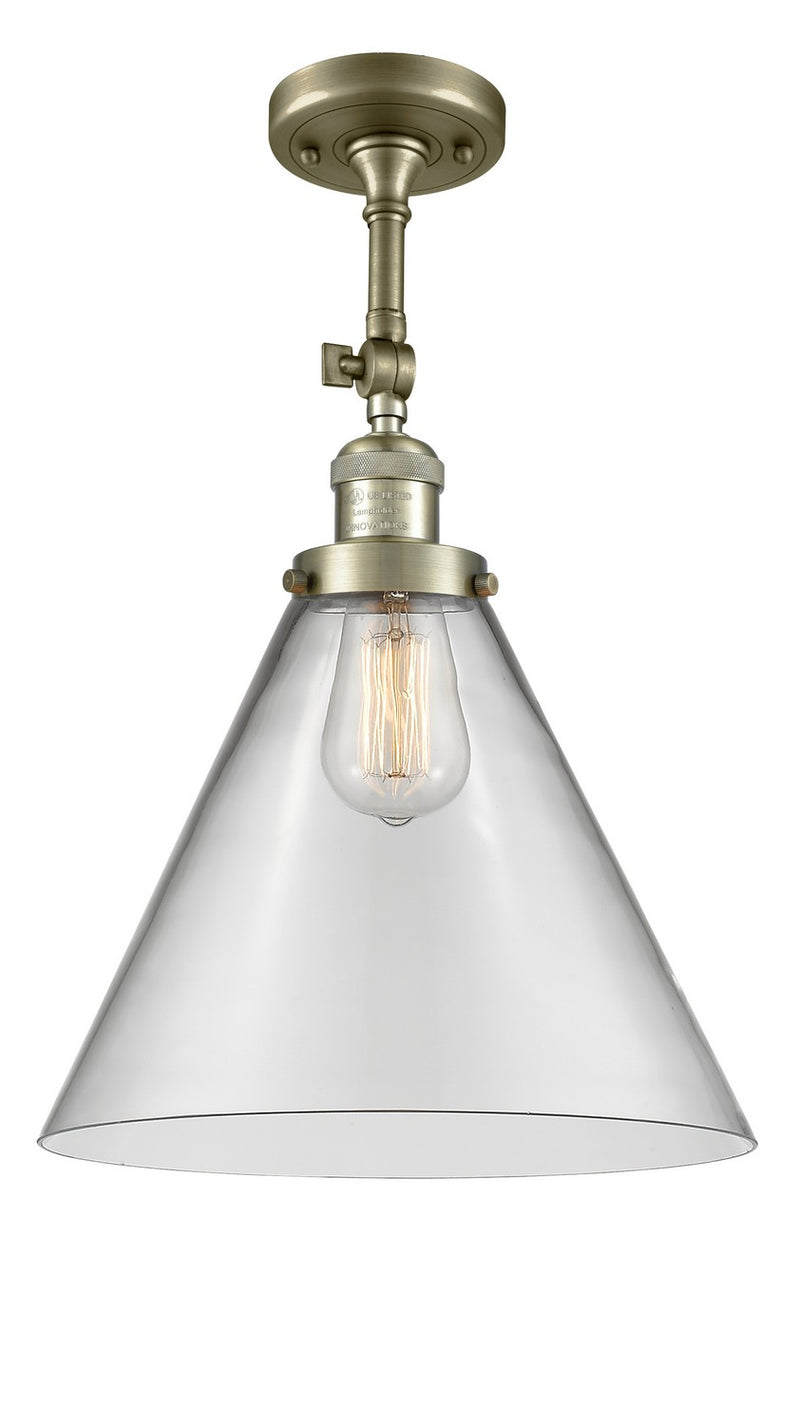 Innovations 201F-AB-G42-L One Light Semi-Flush Mount, Antique Brass