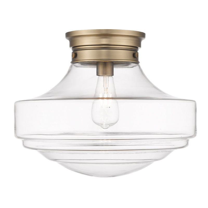 Golden 0508-LSF MBS-CLR One Light Semi-Flush Mount, Modern Brass