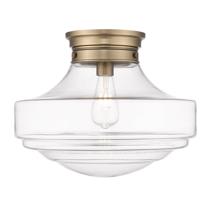 Golden 0508-LSF MBS-CLR One Light Semi-Flush Mount, Modern Brass
