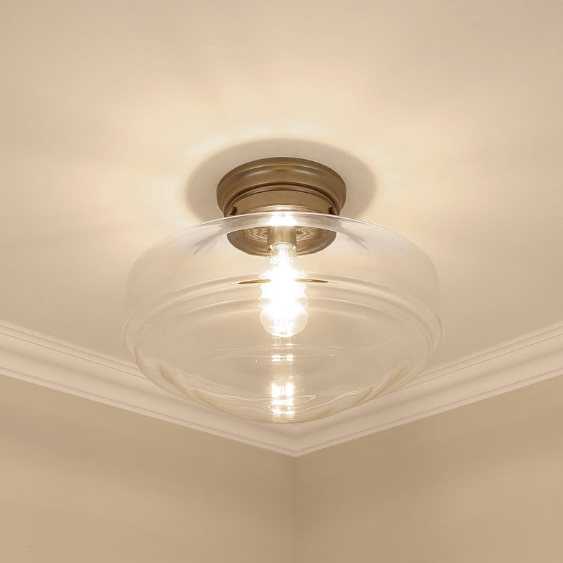Golden 0508-LSF MBS-CLR One Light Semi-Flush Mount, Modern Brass