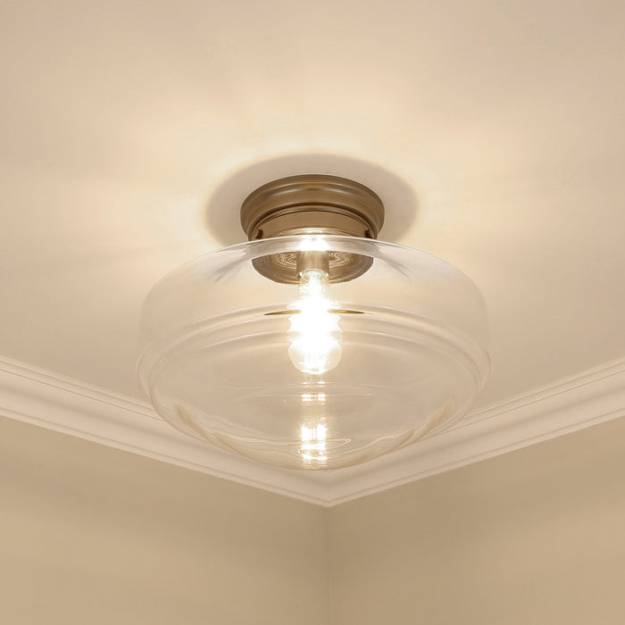 Golden 0508-LSF MBS-CLR One Light Semi-Flush Mount, Modern Brass