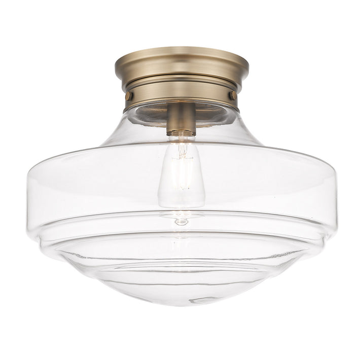 Golden 0508-LSF MBS-CLR One Light Semi-Flush Mount, Modern Brass