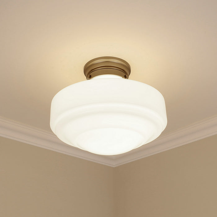 Golden 0508-LSF MBS-VMG One Light Semi-Flush Mount, Modern Brass