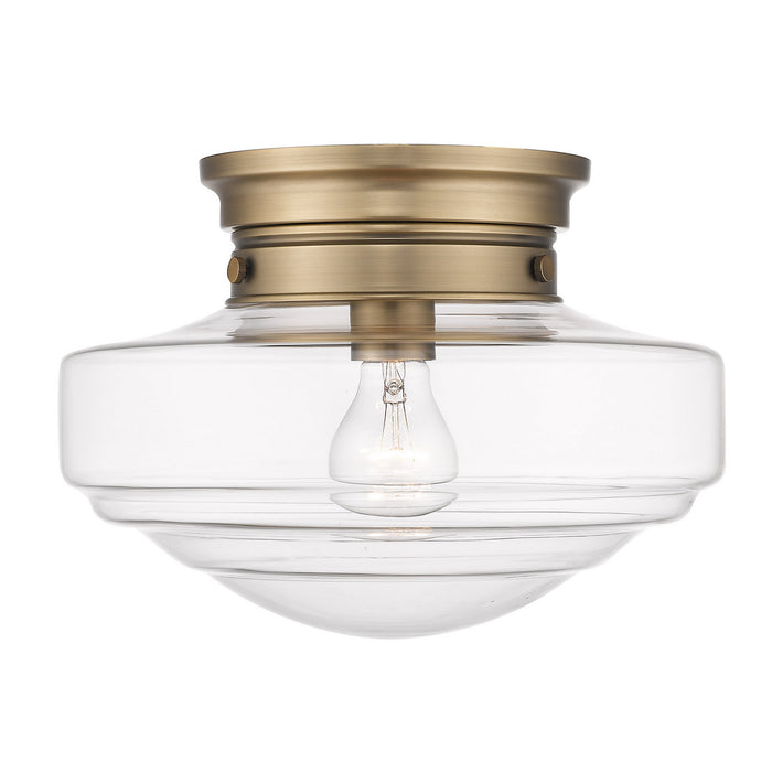 Golden 0508-SF MBS-CLR One Light Semi-Flush Mount, Modern Brass