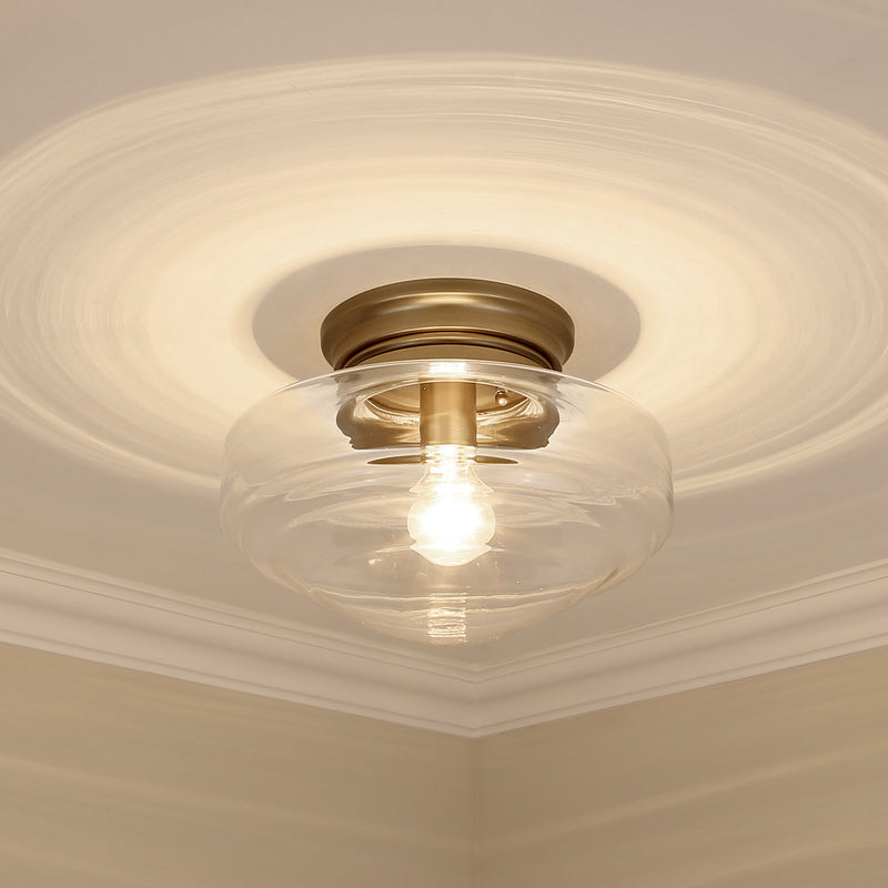 Golden 0508-SF MBS-CLR One Light Semi-Flush Mount, Modern Brass