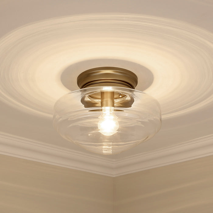 Golden 0508-SF MBS-CLR One Light Semi-Flush Mount, Modern Brass