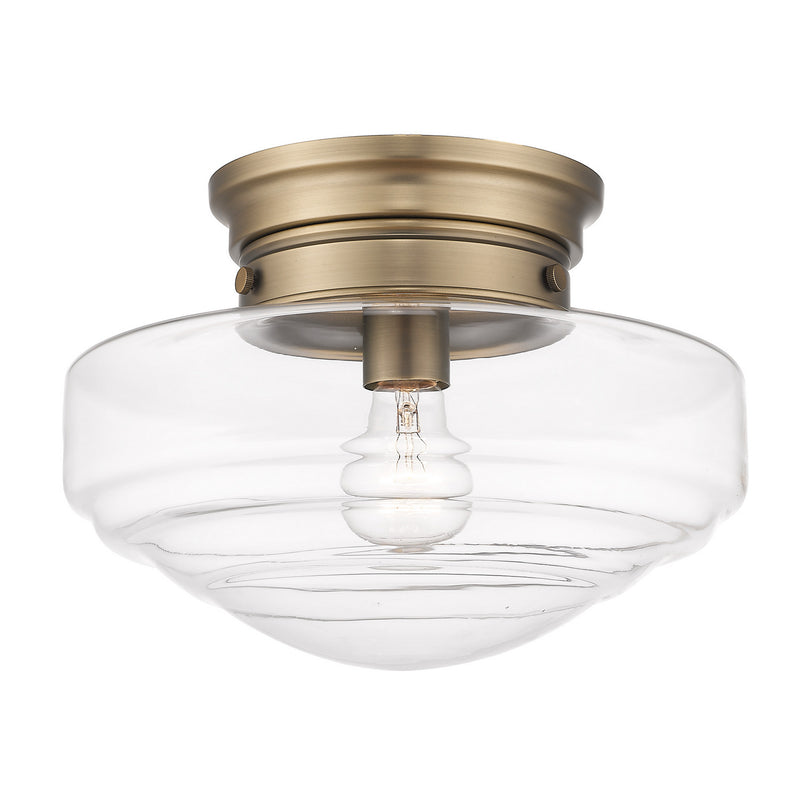 Golden 0508-SF MBS-CLR One Light Semi-Flush Mount, Modern Brass