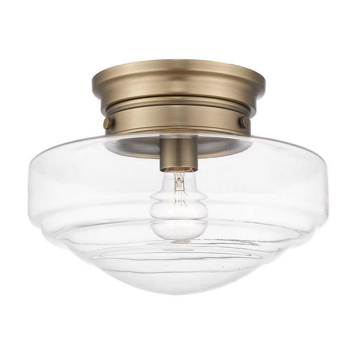 Golden 0508-SF MBS-CLR One Light Semi-Flush Mount, Modern Brass