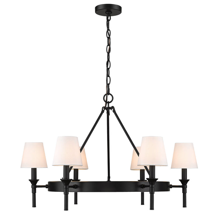 Golden 1020-6 BLK-MWS Six Light Chandelier, Matte Black