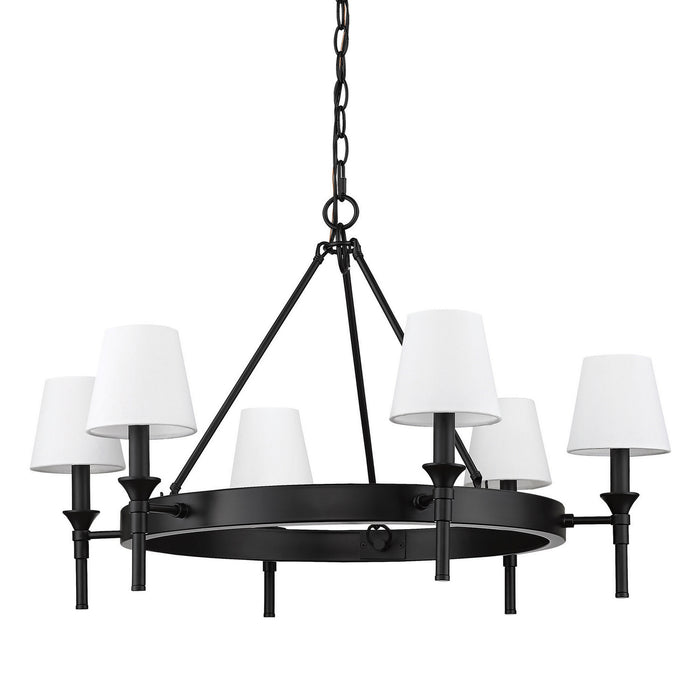 Golden 1020-6 BLK-MWS Six Light Chandelier, Matte Black
