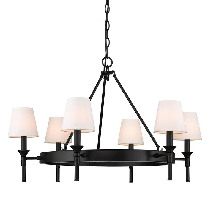 Golden 1020-6 BLK-MWS Six Light Chandelier, Matte Black